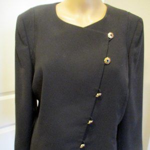 Tahari sz 10 Black asymmetrical 3/4 sleeve Jacket
